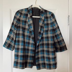 The Great - designer 100% wool plaid blazer
